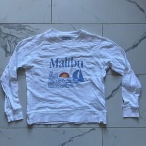 Faherty Malibu Slubbed Crewneck Sweatshirt white small